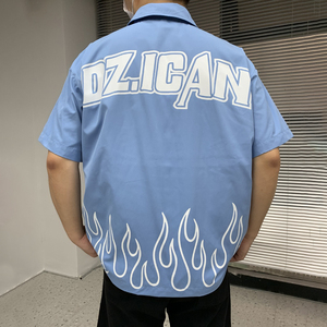 T-shirt décontracté pour homme en coton tricoté à col revers, coupe ample, avec fermeture éclair, logo personnalisé, manches courtes, streetwear, oversize, fermeture éclair intégrale, grammage lourd - Product Image 2