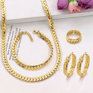 Classic Brand Jewelry Stainless Steel Nail Jewelry Necklace Earrings <strong>Bangle</strong> Ring 4pcs Jewelry <strong>Set</strong> - Product Image 3