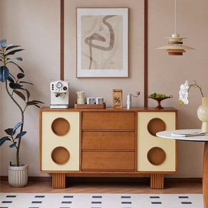 Retro Solid Wood Sideboard 150x40x86cm Multifunctional Storage Cabinet For Living Room And Dining Space - Product Image 3