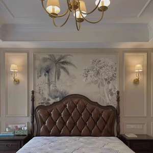 <span class=keywords><strong>Papier</strong></span> <span class=keywords><strong>peint</strong></span> en soie léger de luxe en français <span class=keywords><strong>noir</strong></span> blanc jungle forêt tropicale imprime imperméable pour hôtels restaurants séjours chez l'habitant - Product Image 2