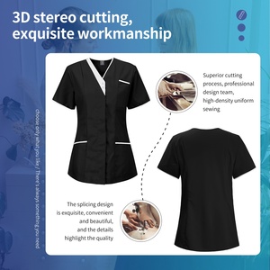 Uniforme de enfermera personalizado Scrubs Tops de manga corta de bolsillo Clínica Enfermería Scrub Tops Cuidado DE LA SALUD Túnica Diseño Imprimir Logo - Product Image 2