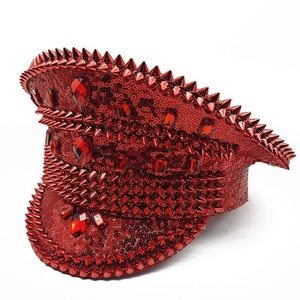 Manwu Factory Chapeau de capitaine unisexe rouge punk à paillettes pour <span class=keywords><strong>Burning</strong></span> <span class=keywords><strong>Man</strong></span> Festival ou Festival de musique Accessoire de costume de fête - Product Image 4
