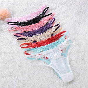 Women's Sexy <strong>Transparent</strong> Floral Pattern <strong>G</strong>-<strong>String</strong> Panties Low-Rise <strong>Spandex</strong> Underwear with Lace Breathable Thongs