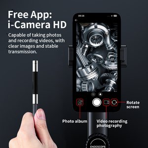 กล้องส่องตรวจสอบแบบพกพา HD พร้อมไฟ LED ปรับได้ 8 ดวง กล้องงูแบบกึ่งแข็ง กันน้ำ ขนาด 6.4 มม. สำหรับ iOS Android - Product Image 3