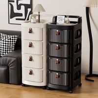 Chariot de rangement à 3 niveaux en plastique transparent de couleur unie avec tiroirs roulants pour chambre à coucher, produits pour bébés, articles divers, style moderne