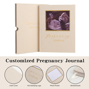 Carnet <span class=keywords><strong>de</strong></span> souvenirs personnalisé avec couverture en lin, journal <span class=keywords><strong>de</strong></span> <span class=keywords><strong>grossesse</strong></span> pour maman, couverture rigide, avec tiroir et poche - Product Image 2