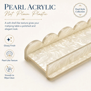 Luxury Pearl <b>Mahjong</b> Racks with Detachable Magnetic Pushers <b>Set</b> of 4 Durable 17.5" Scalloped Acrylic Tile Racks Portable Bag - Product Image 2