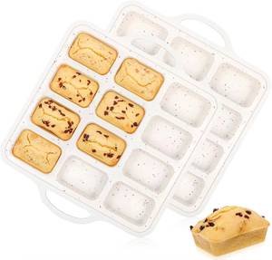 MUYULINS Factory 12-Cup LFGB Non-Stick BPA-Free Metal Reinforced Frame Rectangular <b>Silicone</b> Cup Muffin Cake Mold - Product Image 1