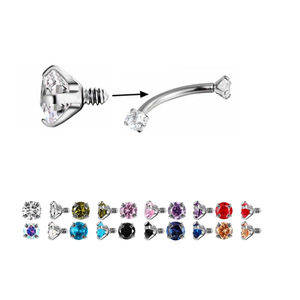 <span class=keywords><strong>Piercing</strong></span> de Acero Inoxidable 16G Roscado Externo para Cejas, <span class=keywords><strong>Piercing</strong></span> Curvo con <span class=keywords><strong>Doble</strong></span> Circón, Labret, Joyería para Labios - Product Image 2