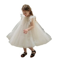 Robe de princesse en gaze pelucheuse cousue à la main pour filles 2025 été nouvelle robe blanche robe de princesse de haute qualité.
