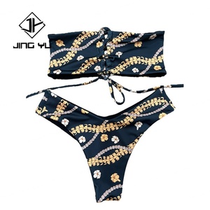 ชุดว่ายน้ำไมโครบิกินี่แบบมีสายรัดแบบโปร่ง พิมพ์ลายสองด้าน ผลิตตามสั่ง ยั่งยืน ทำจากไนลอน สำหรับชายหาด รุ่น OEM - Product Image 4