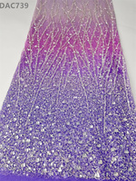 Tissu de dentelle brodée française CHOCOO, prix de gros, pour robe de mariée de luxe, tissu de dentelle en tulle à paillettes et perles.