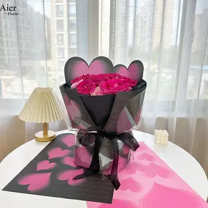 Aierflorist חדש פופולרי לב בצורת תלת ממדי פרח גלישת נייר סיני האהבה יום אהבה זר נייר עטיפה