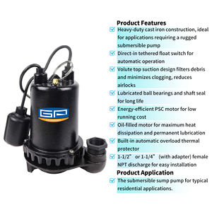 مصنوعات العلامة التجارية من الحديد الزهر-V 1 Hp مضخات غاطسة أفضل مضخة مياه لنظام السباكة مياه الصرف الصحي المنزلي - Product Image 2