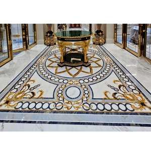 Fabricant de carreaux de médaillon en marbre au jet d'eau à fleurs du golfe d'Arabie Carreau d'incrustation à motif de marbre pour le projet de villa du palais royal - Product Image 1