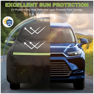 Housses de <span class=keywords><strong>voiture</strong></span> pour Toyota Highlander 2008-2024 toutes saisons avec fermeture éclair sur la porte, bandes coupe-vent pour la protection contre la neige, la pluie, la poussière et la grêle - Product Image 2