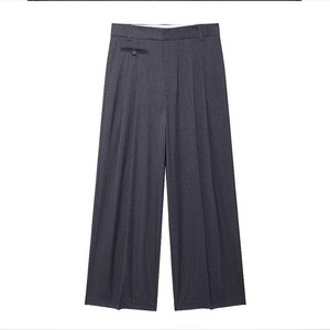 Nuovo abbigliamento da <span class=keywords><strong>donna</strong></span> 2024 <span class=keywords><strong>pantaloni</strong></span> pieghettati <span class=keywords><strong>gessati</strong></span> di nuova moda <span class=keywords><strong>pantaloni</strong></span> Casual da <span class=keywords><strong>donna</strong></span> con cerniera a vita alta retrò - Product Image 1