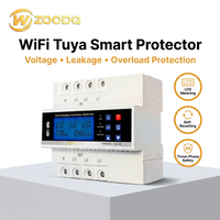 Protecteur de tension LCD triphasé 63A avec WiFi et application Tuya, réglable, pour rail DIN, protection contre les fuites et les surcharges pour boîtier de distribution