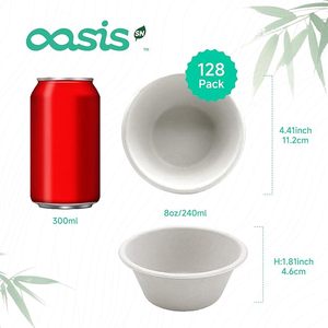 Ciotole di Carta Compostabili Oasis da 8oz, Resistenti, Biodegradabili, Usa e Getta per Campeggio, Realizzate in Bagassa, Ecologiche e Impermeabili - Product Image 6