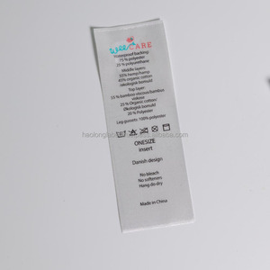 Etiqueta de tela de poliéster impresa personalizada con símbolos de lavado para logotipo de marca y ropa de descanso - Product Image 5