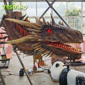 Cabeza de dragón animada realista, cabeza de dragón occidental animatronic realista para decoración de espectáculos de juegos de Halloween, hecha de silicona - Product Image 5