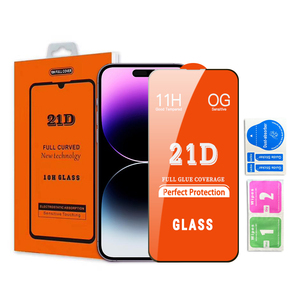 21D Full Cover HD Protecteur d'écran en verre trempé anti-rayures pour <span class=keywords><strong>iPhone</strong></span> 15/14/13 pour Samsung S24/S23 Tecno - Product Image 2