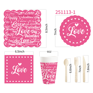 ชุดจานชามวันวาเลนไทน์ DAMAI จานกระดาษวันวาเลนไทน์ ผ้าเช็ดปากสำหรับงานเลี้ยงวันวาเลนไทน์สุดโรแมนติก สำหรับ 8 ท่าน - Product Image 4
