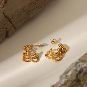 Boucles <span class=keywords><strong>d</strong></span>'oreilles en acier inoxydable doré, design rétro creux en forme <span class=keywords><strong>d</strong></span>'oreille <span class=keywords><strong>d</strong></span>'<span class=keywords><strong>ours</strong></span>, marque Dongguan Inspire Jewelry, vente en gros - Product Image 2