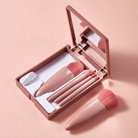 Maange – ensemble de maquillage de voyage, 5 pièces, rouge, vert, rose, Mini pinceaux de maquillage avec étui à miroir