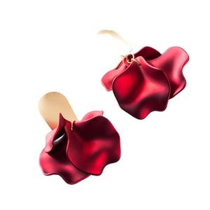 Boucles d'oreilles pampilles, bijou Vintage élégant motif pétale de Rose rouge, fleur de mariage, pour femmes, - Product Image 4