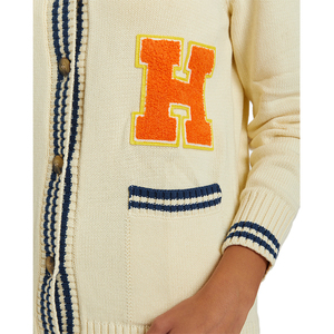 Vente en gros personnalisé Strick Chenille Broderie Preppy Uniforme Scolaire Universitaire Varsity Cardigan Tricot de Coton Unisexe Pull pour Femme - Product Image 5