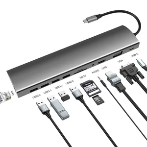 שולחן עגינה תחנת usb c תחנת עגינה כפולה hd mi 11 in 1 usb c orico 11 ב 1 סוג-c תחנת עגינה עבור macbook pro