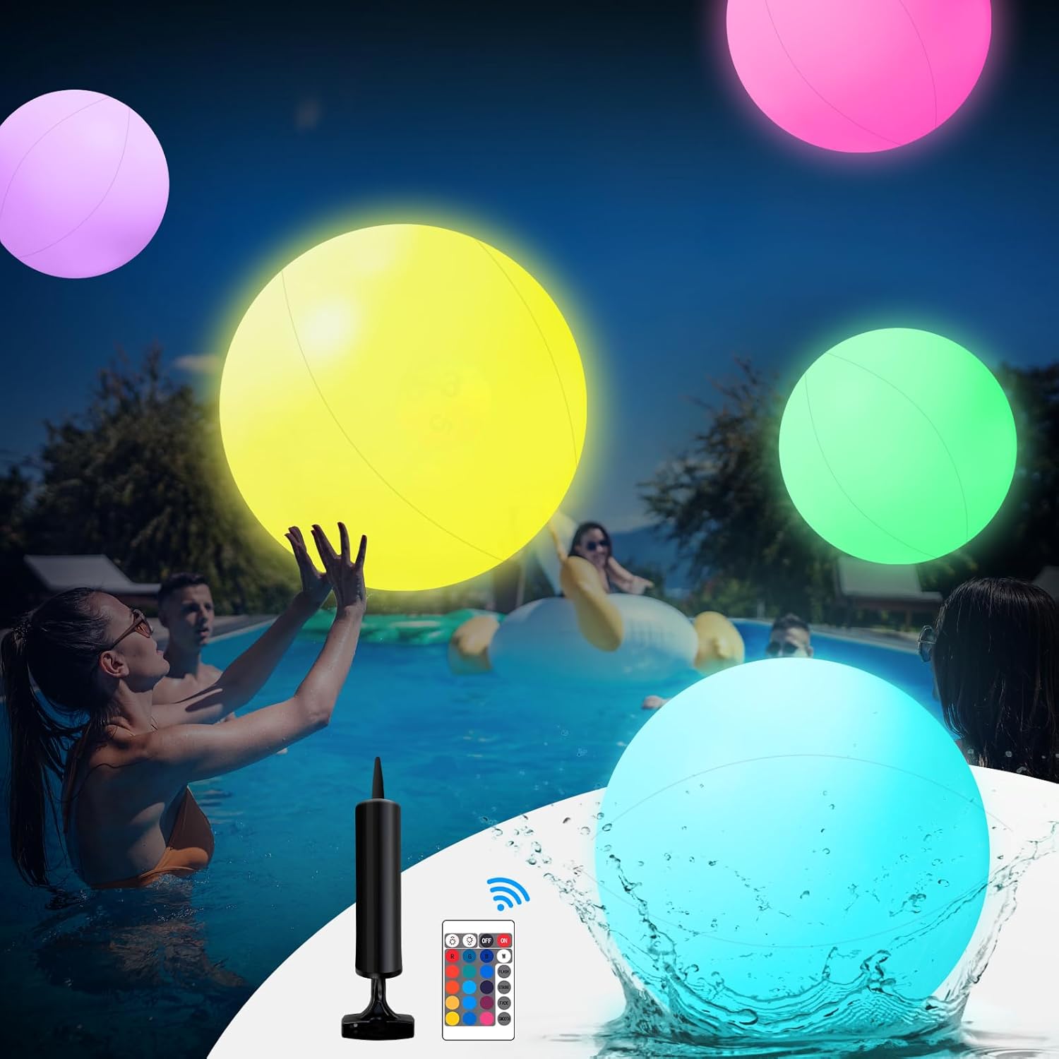 Pelotas Iluminadas Para Piscina Con Mando – Bolas Flotantes LED De 16 Colores Para Fiestas Nocturnas Y Jardín