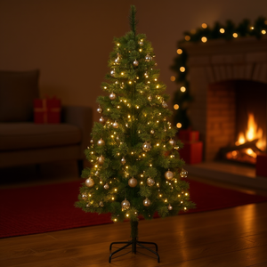 Albero di Natale Artificiale Pieghevole Verde 180 cm con 300 LED e Decorazioni Festive - Product Image 2