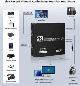 Carte de <span class=keywords><strong>capture</strong></span> vidéo 4K USB 3.0 pour <span class=keywords><strong>OBS</strong></span> Capturing <span class=keywords><strong>Game</strong></span> Live Streaming 1080P 60fps 4K 30HZ <span class=keywords><strong>HD</strong></span> Record HDMI Video <span class=keywords><strong>Capture</strong></span> Grabber - Product Image 5