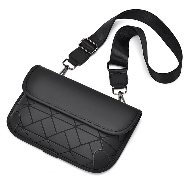 Men's Fashion High-End Geometric Waterproof Shoulder Chest Bag New Street Trendy Large Capacity Personalized PU Material Outdoor