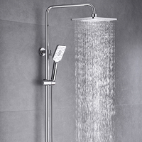 Ensemble de douche de salle de bain, petit cube, trois étages, douche de pluie, tout en cuivre noir, jeu de douche