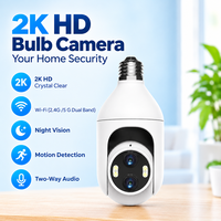 Caméra de sécurité Wifi E27 2K HD PTZ avec vision nocturne couleur, audio bidirectionnel, détection humaine PIR, caméra IP 360 degrés