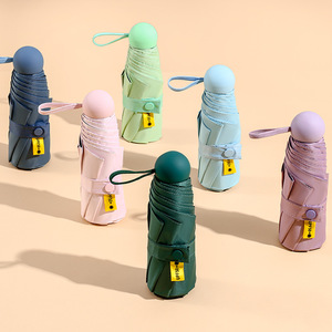 Mini Portable Pocket Capsule Manual Umbrella Gift Logo Print Dual-Use Sun Rain Black-Coated Sun Protection Compact 50% off