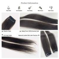 Extensions à clipser en cheveux indiens Remy, double tirage, fabriquées à la machine, sans produits chimiques, avec frange latérale, longues, pour tous les âges, à fusionnement parfait
