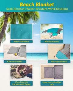 Tapis de plage et de pique-nique portable, surdimensionné, anti-sable, imperméable et anti-UV, avec logo personnalisé, économique - Product Image 2