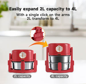 Retro Timer rosso meccanico manopola manuale <span class=keywords><strong>friggitrice</strong></span> <span class=keywords><strong>ad</strong></span> <span class=keywords><strong>aria</strong></span> con doppio cestello espandere la capacità per il negozio all'ingrosso e AMZ Prime vendita Online - Product Image 3