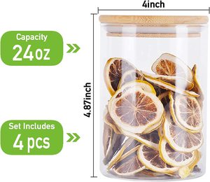 Vaso per alimenti in vetro da 24 once per la conservazione di chicchi di caffè, prodotti secchi, biscotti, caramelle, tè, - Product Image 4
