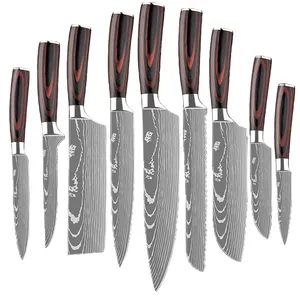 9 adet japonya şam paslanmaz çelik mutfak bıçağı seti 8 inç şef bıçağı