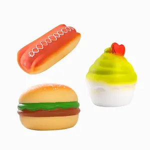 Mainan kognitif makanan anak-anak desain baru populer boneka silikon lembut mainan squishy ramah lingkungan dekompresi hamburger