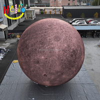 Ballon décoratif extérieur adapté aux besoins du client d'éclairage de LED grande planète gonflable de lune pour la publicité