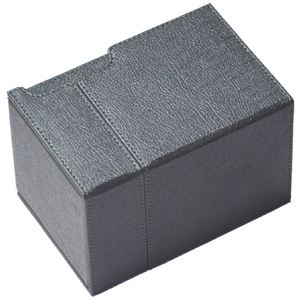 Boîte à cartes magnétique en cuir PU gris, grande taille, capacité de 100+ cartes de jeu, avec plateau à dés - Product Image 2