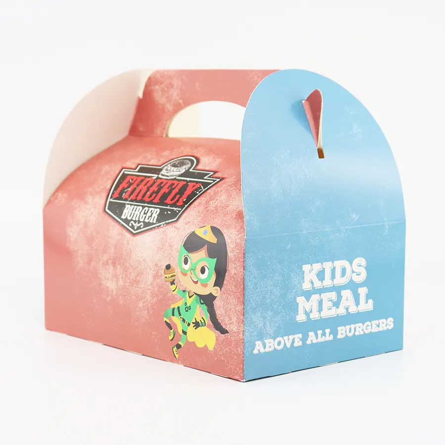 Caja de cartón blanca personalizada para pastel de niños, caja de pastel de papel colorido con mango