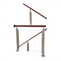 Rampe d'escalier en verre trempé, main courante en acier inoxydable, poignée en bois, balustrade moderne pour escaliers, balcon, terrasse