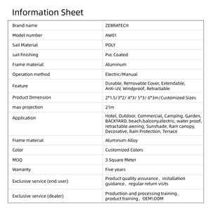 Toldo <span class=keywords><strong>de</strong></span> Aluminio <span class=keywords><strong>de</strong></span> Alta Gama <span class=keywords><strong>para</strong></span> Exteriores, Operación Eléctrica y Manual, Diseño Extensible y Retráctil <span class=keywords><strong>para</strong></span> Terraza, Resistente a la Lluvia - Product Image 6